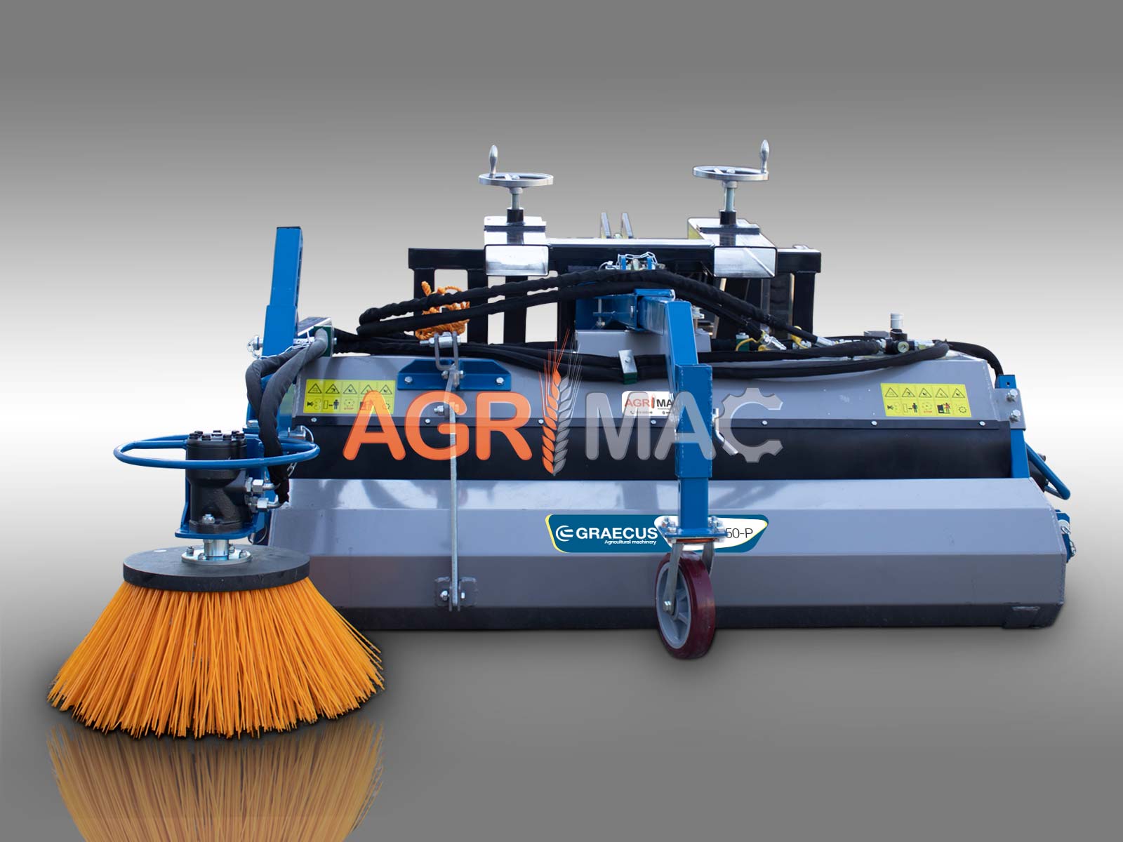 HYGIEIA H180-P | Graecus | Υδραυλική σκούπα καθαρισμού διπλής ζεύξης με επιπλέον πλάγια βούρτσα επαναφοράς και κάδο 